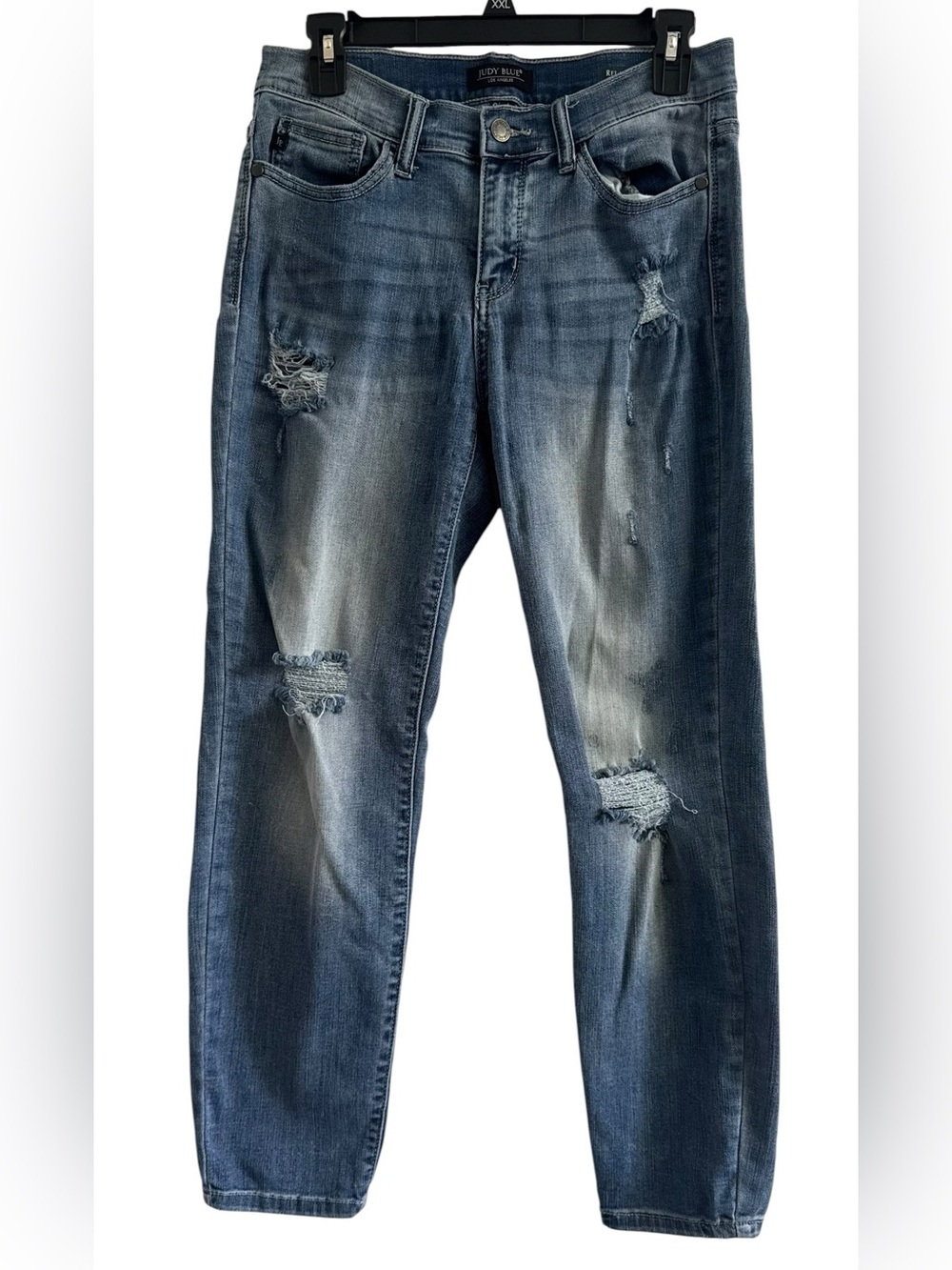 Judy Blue Distressed Boyfriend Stone Wash Ripped Details Jeans Size 9 / 29